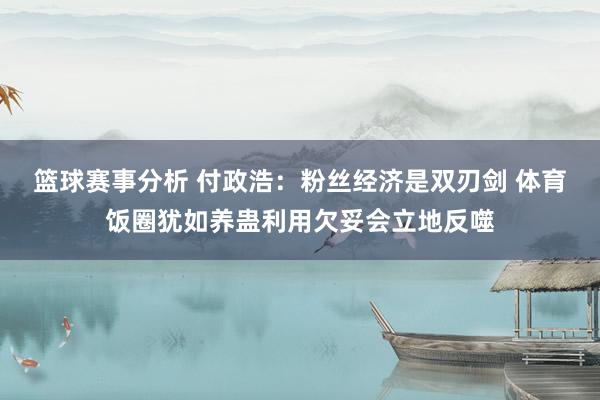 篮球赛事分析 付政浩：粉丝经济是双刃剑 体育饭圈犹如养蛊利用欠妥会立地反噬