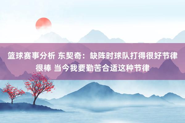 篮球赛事分析 东契奇：缺阵时球队打得很好节律很棒 当今我要勤苦合适这种节律