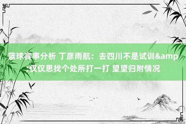 篮球赛事分析 丁彦雨航：去四川不是试训&仅仅思找个处所打一打 望望归附情况